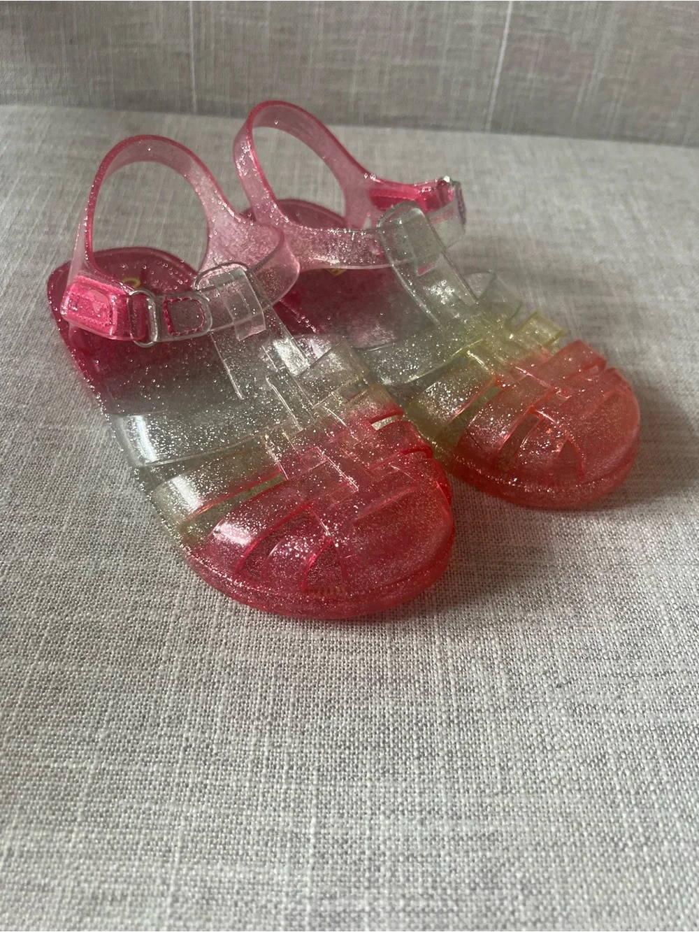 OshKosh B'gosh Girls Glam Glitter Pink Ombre Fisherman Jelly Sandals , Size 12